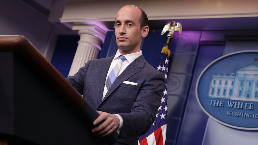 FILE: Senior Advisor to the President for Policy Stephen Miller talks to reporters about President ...