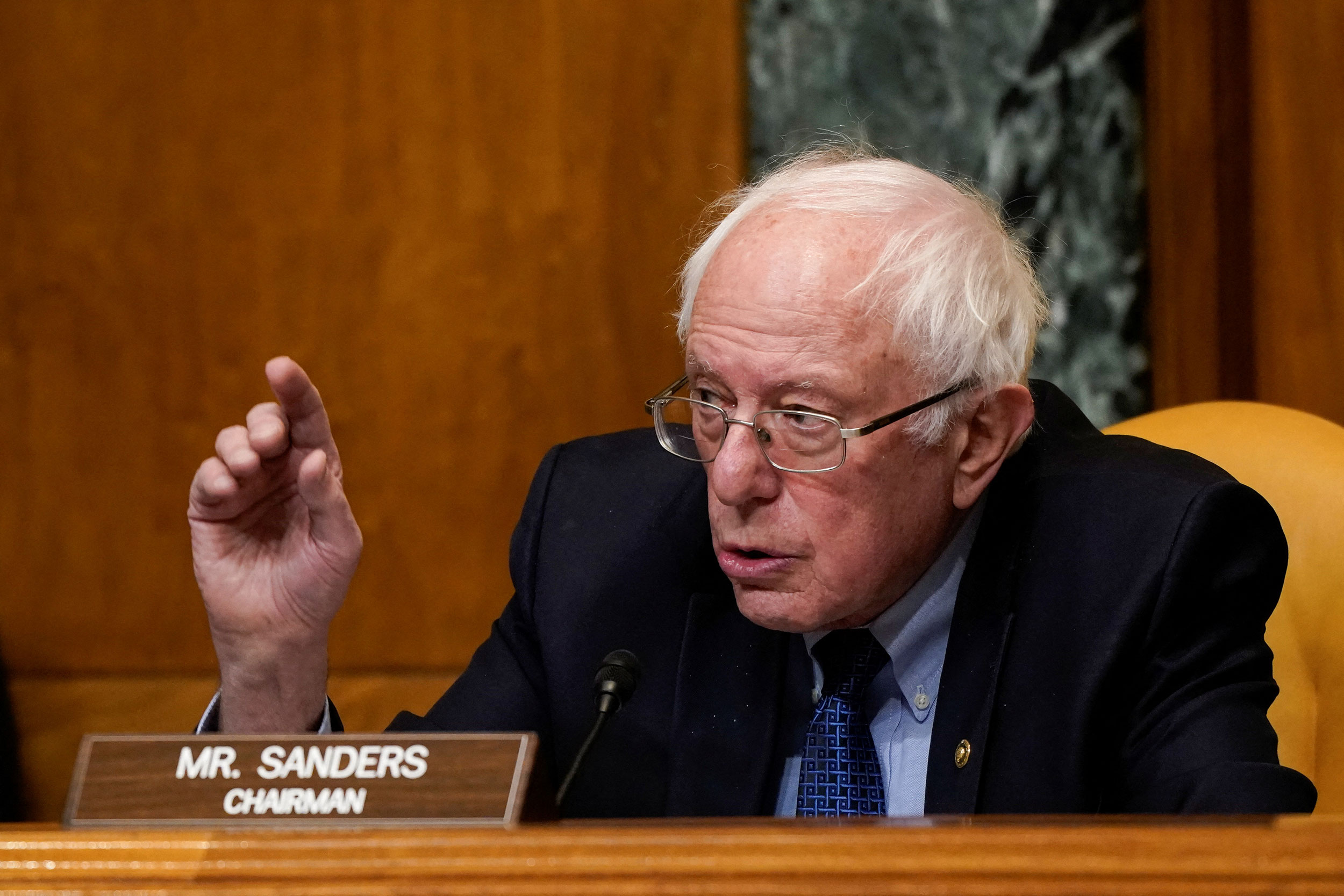U.S. Senator Bernie Sanders (I-VT) speaks during a U.S. Senate Budget Committee hearing about U.S. ...