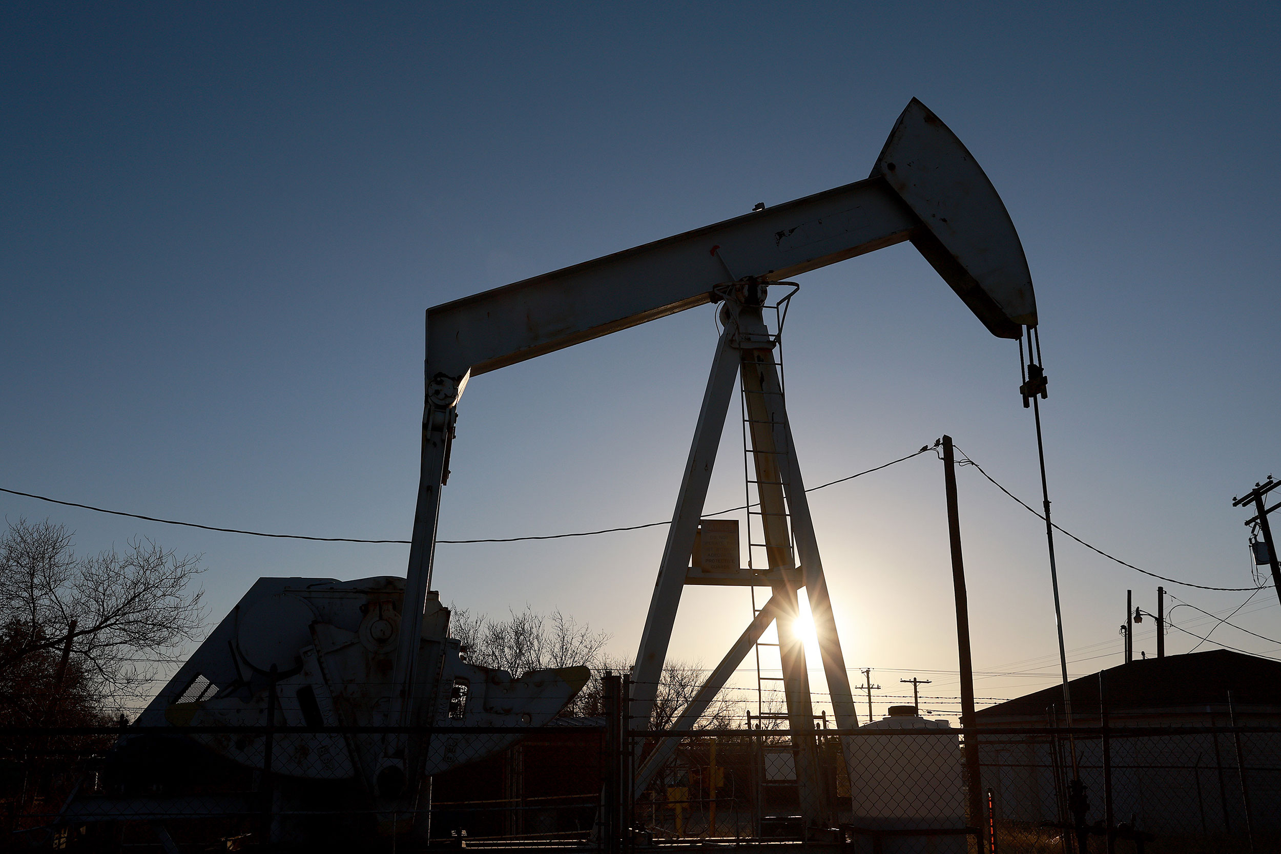 ODESSA, TEXAS - MARCH 14: An oil pumpjack pulls oil from the Permian Basin oil field on March 14, 2...