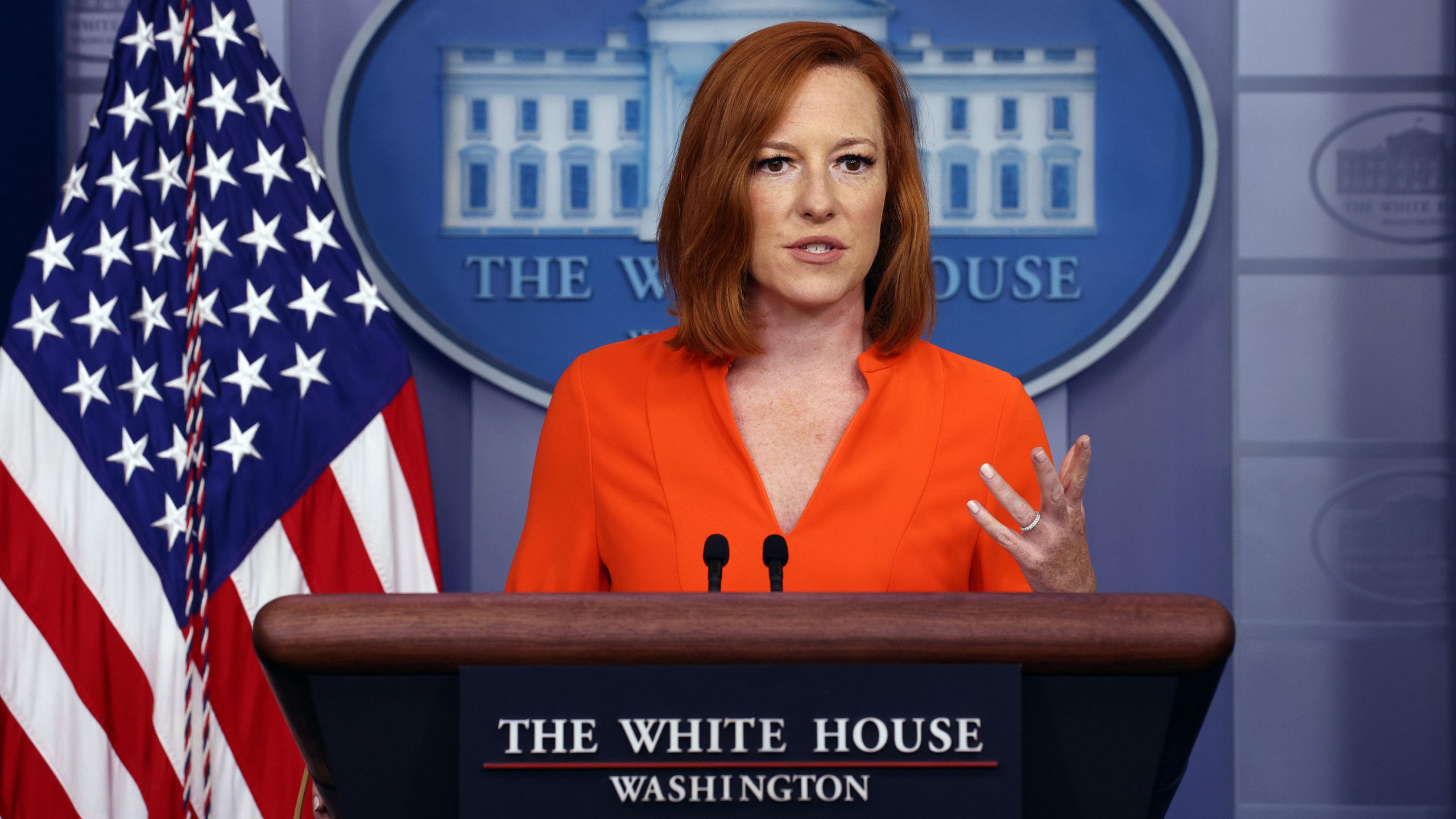 WASHINGTON, DC - JUNE 21: White House Press Secretary Jen Psaki holds a press briefing at the White...