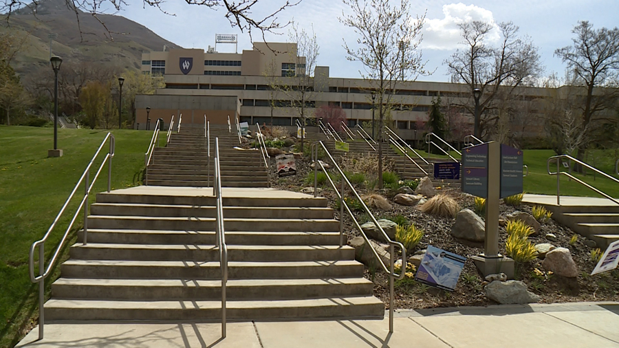 Weber State University has replaced grass and plants with xeriscaping at several areas of campus. (...