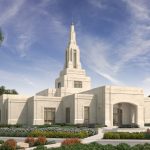 An artist's rendering of the Farmington New Mexico temple. (Used by permission, The Church of Jesus Christ of Latter-day Saints)