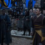 (L-R): Sheila Atim as Sara and Benedict Wong as Wong behind the scenes of Marvel Studios' DOCTOR STRANGE IN THE MULTIVERSE OF MADNESS. Photo by Jay Maidment. ©Marvel Studios 2022. All Rights Reserved.