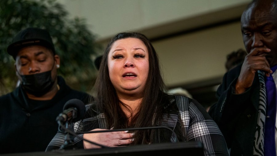 FILE IMAGE: MINNEAPOLIS, MN - FEBRUARY 18: Katie Wright (C), mother of Daunte Wright, speaks about ...