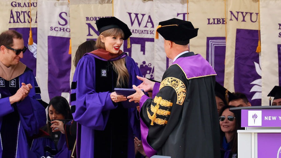 Taylor Swift is awarded an honorary Doctorate of Fine Arts degree at the New York University 2022 C...