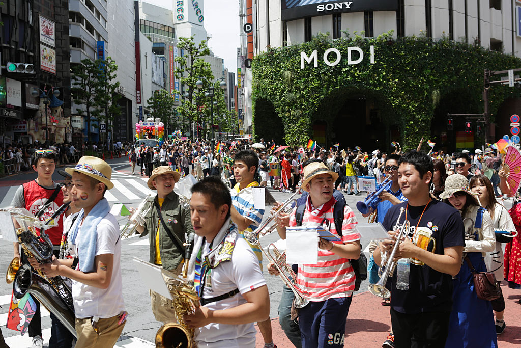 TOKYO, JAPAN - MAY 08: Participants attend the rainbow pride parade on May 8, 2016 in Tokyo, Japan....