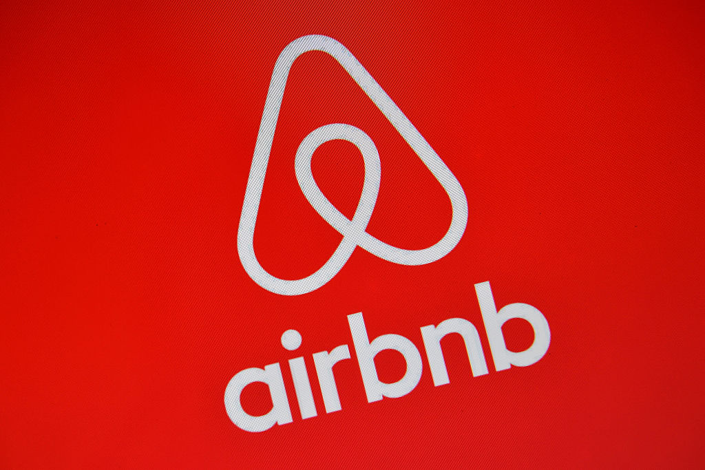 FILE: LONDON, ENGLAND - AUGUST 03:  The Airbnb logo is displayed on a computer screen on August 3, ...