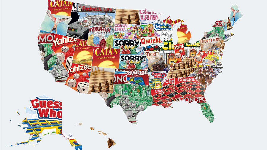 Most Popular Board Game in Each State (Credit: Solitaire Bliss)...