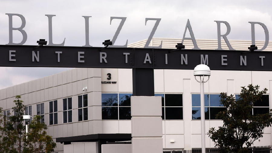 IRVINE, CALIFORNIA - JANUARY 18: The Blizzard Entertainment campus is shown on January 18, 2022 in ...