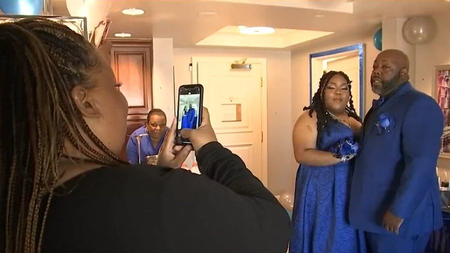 A Las Vegas teen went to prom with her dad. (KVVU via CNN)...