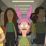 (L-R): Gene Belcher (voiced by Eugene Mirman), Louise Belcher (voiced by Kristen Schaal), and Tina Belcher (voiced by Dan Mintz) in 20th Century Studios' THE BOB'S BURGERS MOVIE. Photo courtesy of 20th Century Studios. © 2022 20th Century Studios. All Rights Reserved.