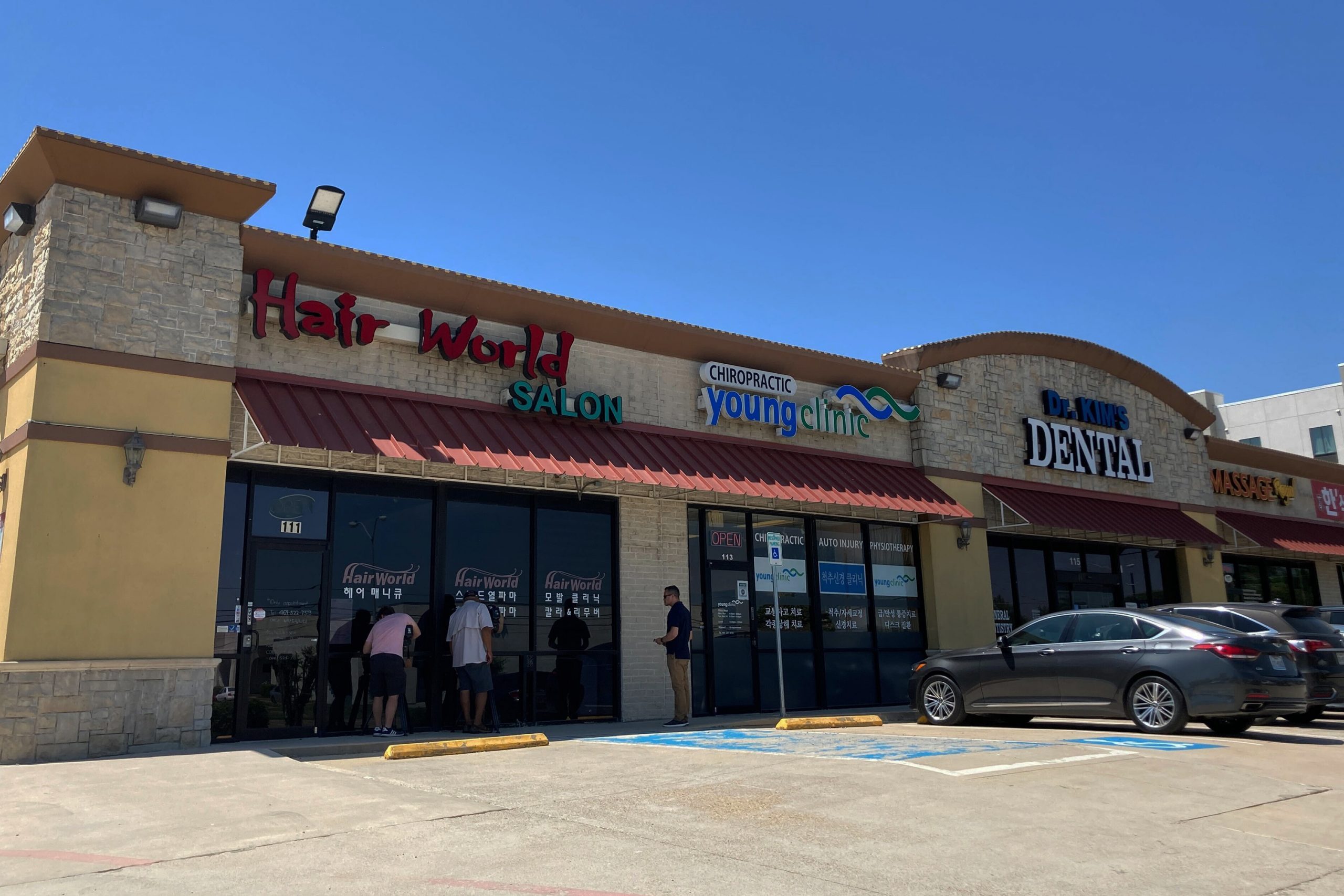 This photo shows the exterior of Hair World Salon in Dallas on Thursday, May 12, 2022. Police searc...