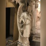 A head was removed from an angel statue flanking the alter during the theft, officials said. (NYPD)