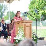 Lindsay Lott, a local member, shares her remarks at the Smithfield Utah Temple groundbreaking ceremony in Smithfield, Utah, on Saturday, June 18, 2022. (Credit: The Church of Jesus Christ of Latter-day Saints)
