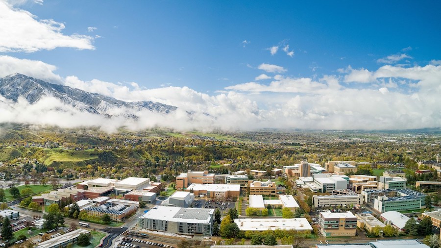 FILE: This photo from May 2022 shows a southward view of Cache Valley from Utah State University's ...