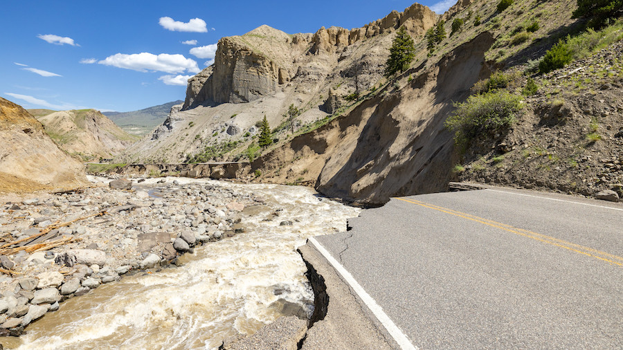 Yellowstone National Park's North Entrance Road was severely damaged by flooding. (NPS Photo)...