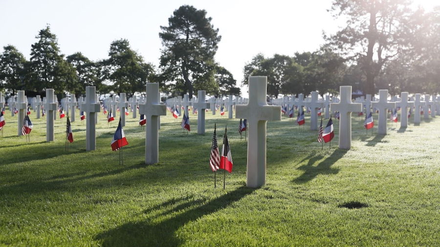 FILE: Dawn breaks on the 75th Anniversary of the D-Day landings at the American Cemetery on June 6,...