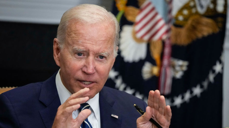 President Joe Biden speaks during a meeting about the Federal-State Offshore Wind Implementation Pa...