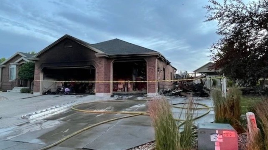 The fire damages to a Layton home. (Credit: Layton Fire)...