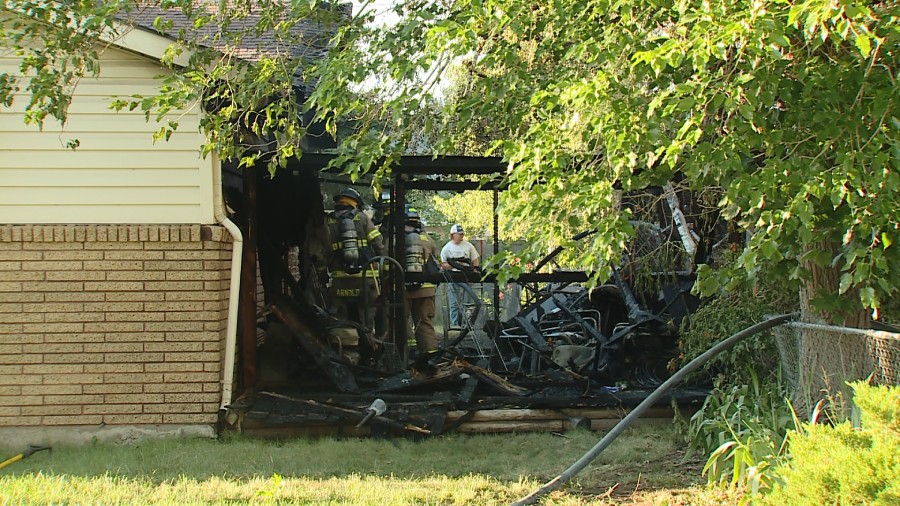 A barbeque caught on fire at house in Sandy....