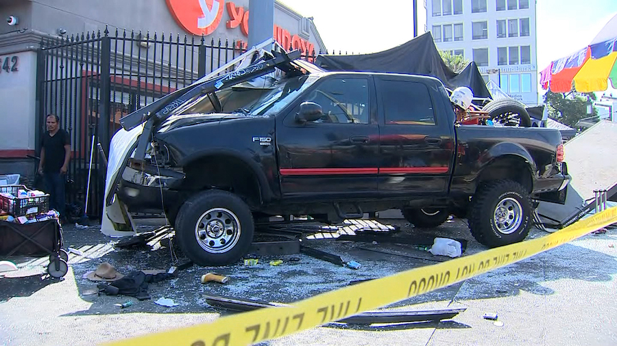 Nine people were injured in Los Angeles Saturday morning after being struck by a driver who claimed...