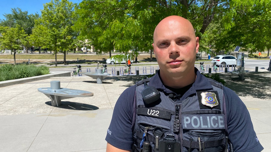 Officer Casey Burton saved a man from a drug overdose in Liberty Park with Naloxone. (KSL TV)...