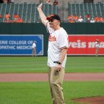 Elder Dale G. Renlund of the Quorum of the Twelve Apostles on the field during The Church of Jesus Christ of Latter-day Saints family night at Oriole Park at Camden Yards in Baltimore, Maryland, July 25, 2022. (The Church of Jesus Christ of Latter-day Saints)