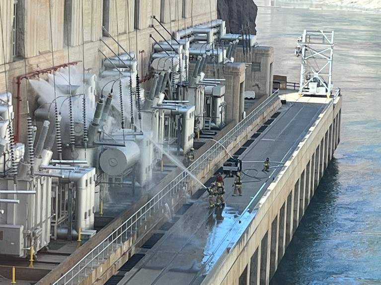 A5 transformer at Hoover Dam caught fire (Reclamation Public Affairs)...
