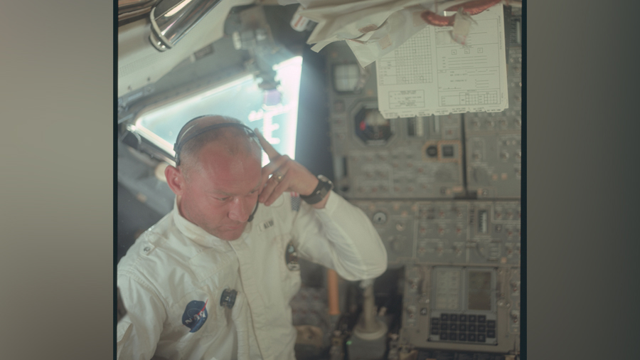 Buzz Aldrin on the Apollo 11 mission. (NASA via CNN)...