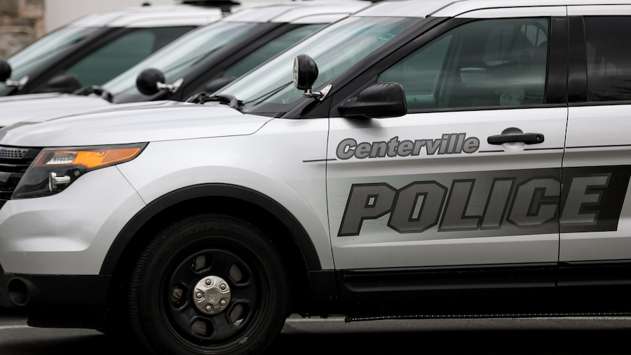 FILE: Police cruisers are parked outside the Centerville Police Department on Tuesday, March 31, 20...