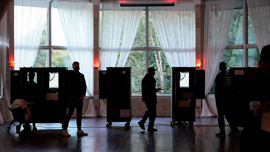People vote on Election Day in Atlanta on November 3, 2020. An Atlanta-area judge said July 21 he w...