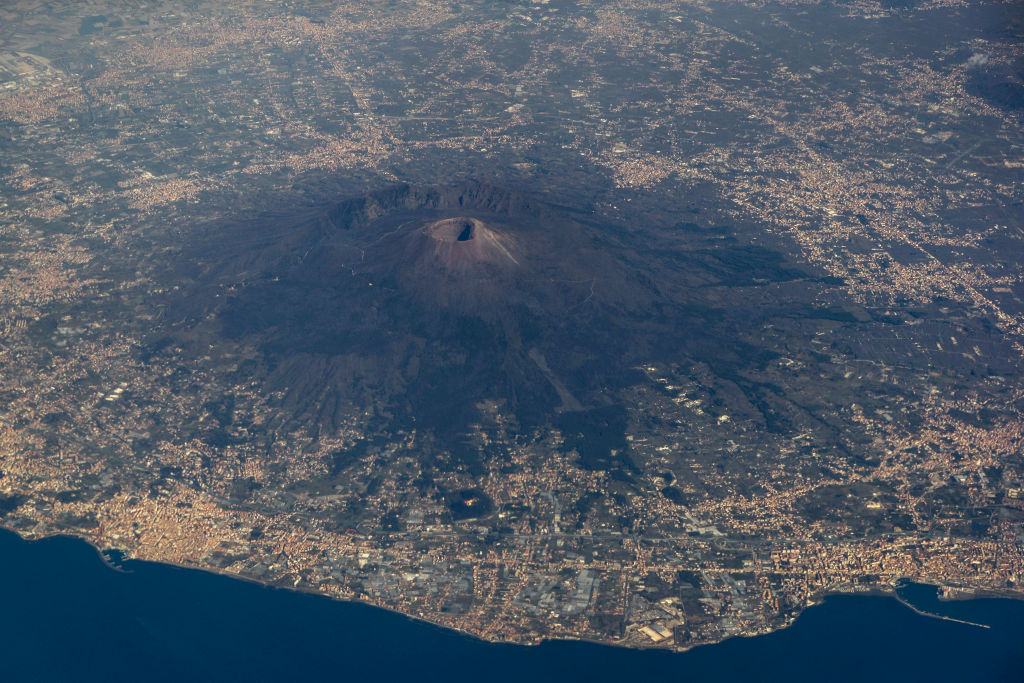 NAPOLI, ITALY - FEBRUARY 24: A view over Mount Vesuvius on February 24, 2019 in Naples, Italy. (Pho...