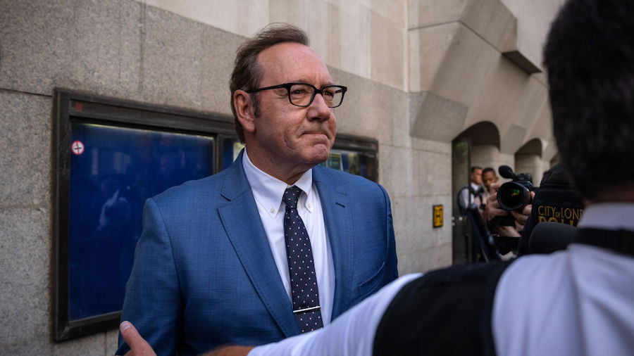 Actor Kevin Spacey leaves the Central Criminal Court on July 14, 2022 in London, England. The Holly...