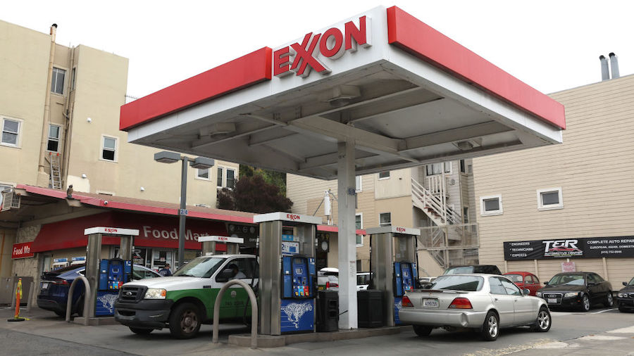 A view of an Exxon gas station on July 5, 2022 in San Francisco, California. Analysts increased the...