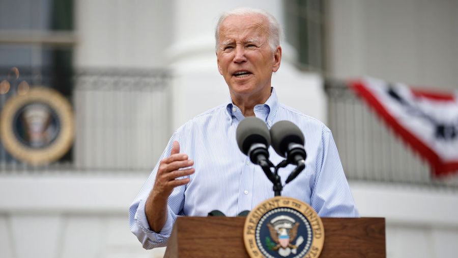 President Joe Biden delivers brief remarks during the Congressional Picnic on the South Lawn of the...