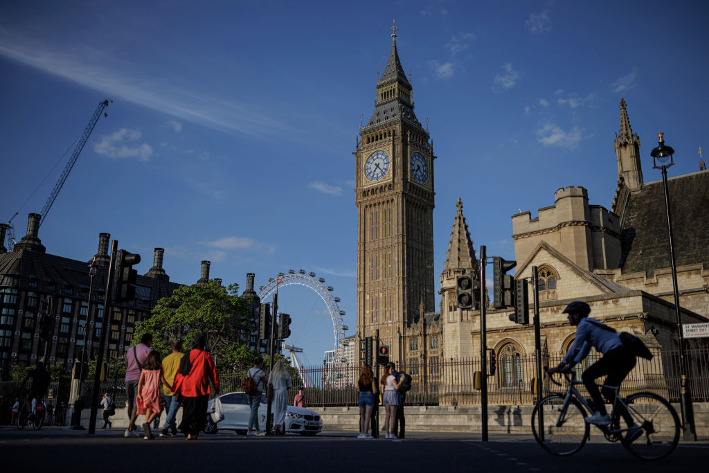 LONDON, ENGLAND - JULY 14: Elizabeth Tower, commonly known as Big Ben, is seen in evening sunshine ...