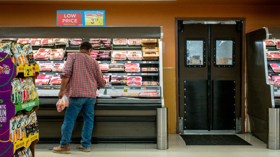 A customer shops in a Kroger grocery store on July 15, 2022 in Houston, Texas. U.S. retail sales ro...