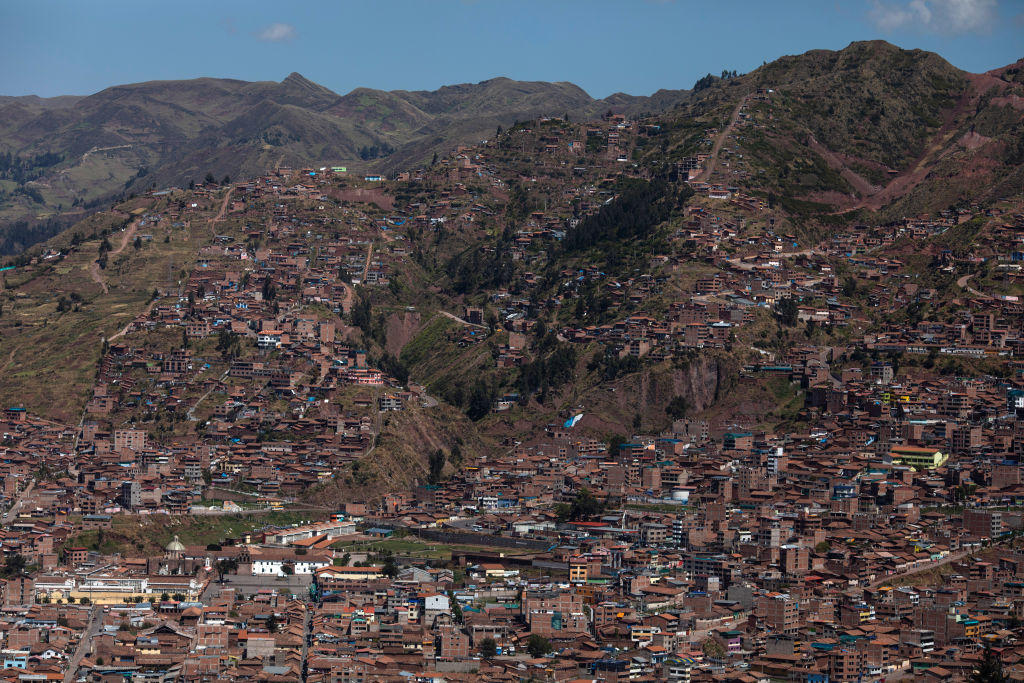 CUSCO, PERU - MAY 23: A view over the city of Cusco from the Inca ruins of Sacsayhuaman on May 23, ...