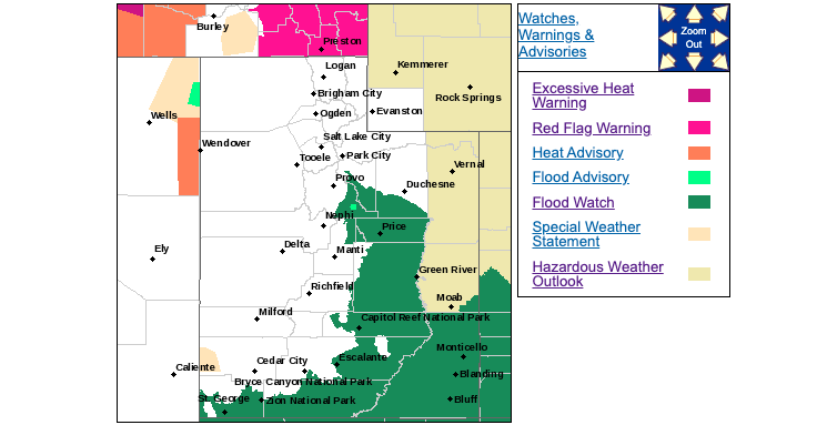 The NWS Salt Lake office issued a flood watch for much of southern Utah on July 29, 2022. (NWS)...