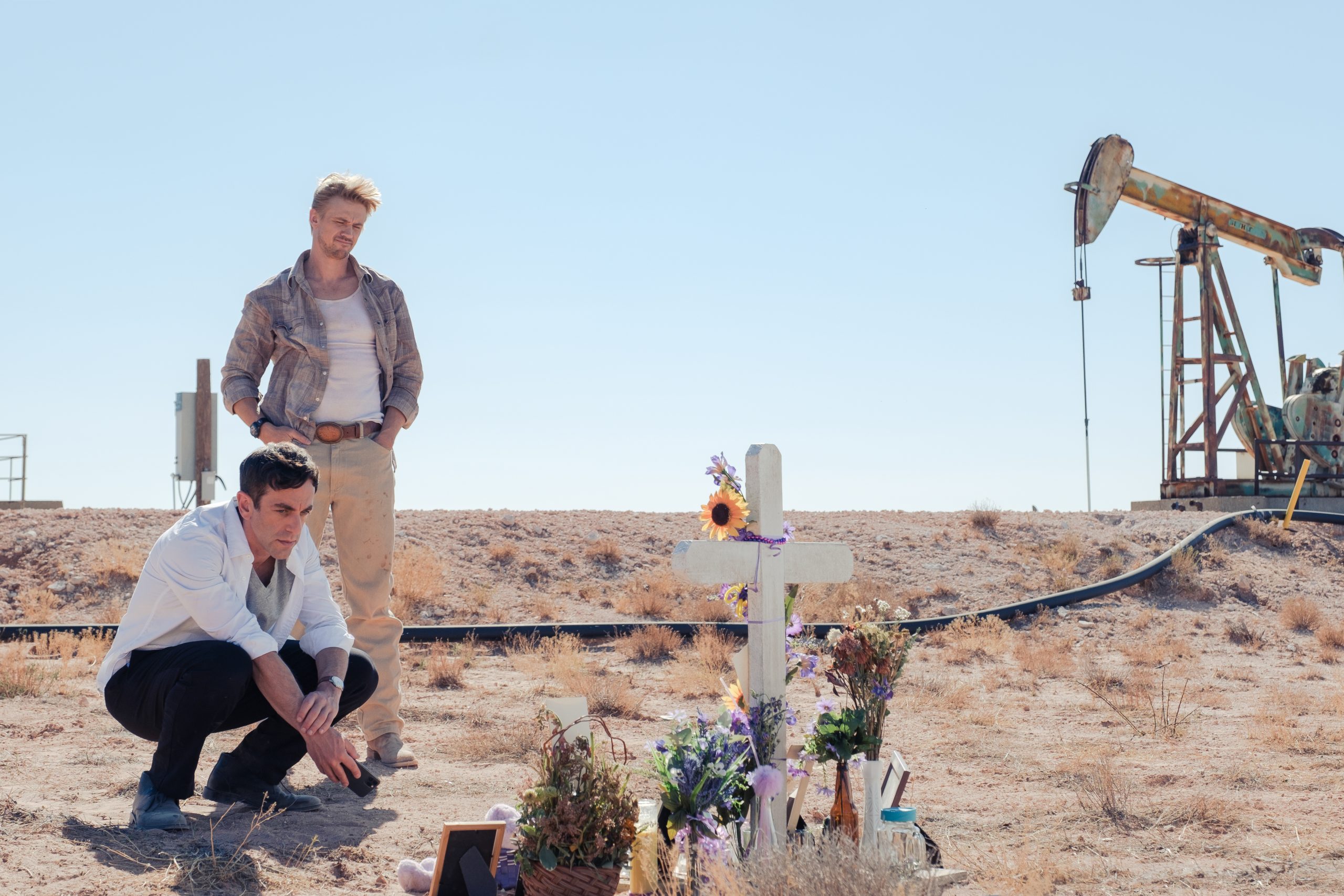 (L to R) B.J. Novak as Ben Manalowitz and Boyd Holbrook as Ty Shaw in VENGEANCE, directed and writt...