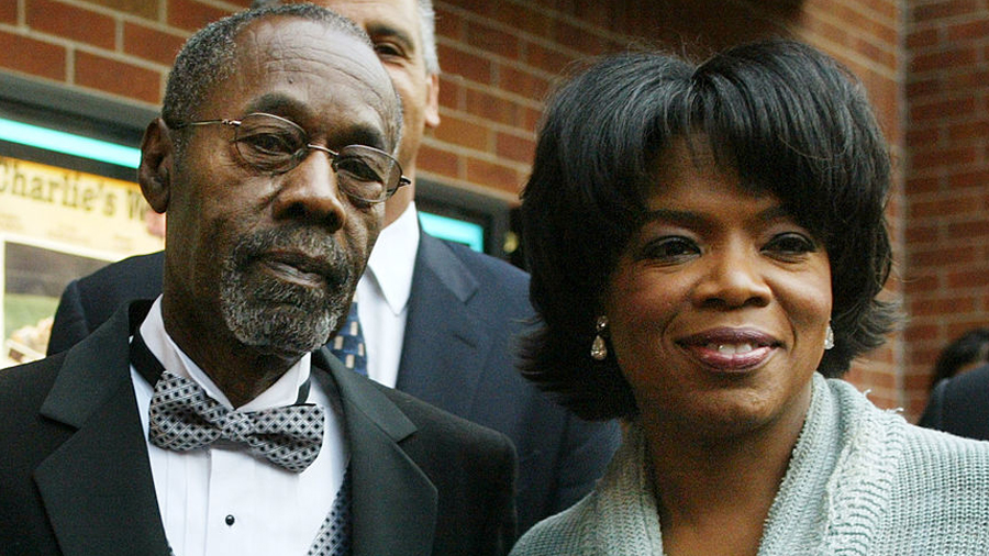 Vernon Winfrey and daughter Oprah Winfrey arrive at the opening of Charlie's War at the Nashville F...