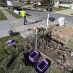 Ormond Construction crews install secondary water meters in a subdivision in Woods Cross for the Weber Basin Water Conservancy District on Thursday, Nov. 7, 2019. Only 15% of secondary water connections in Utah are metered, which means that a small group of users can tell how much of the finite resource they are using and also find out how they compare to their neighbors.  (Steve Griffin/Deseret News)