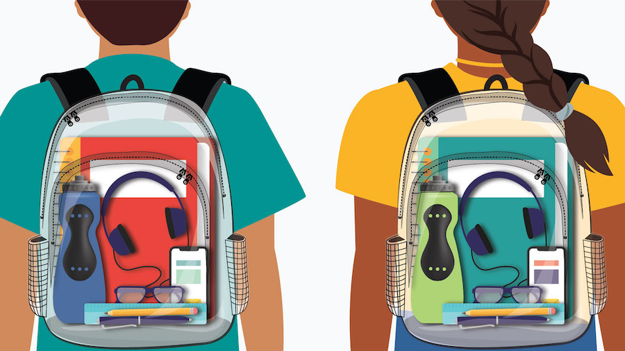 The Dallas Independent School District shared this graphic of the new clear backpacks that 6th-12th...