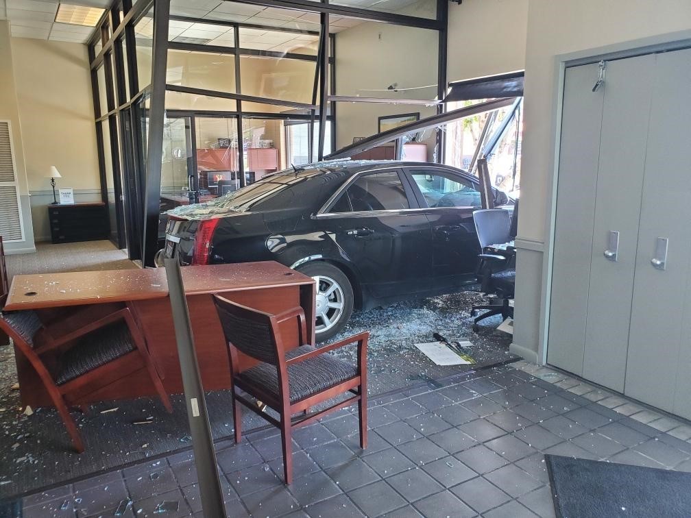 The car that drove into a Zions Bank in Tremonton (Tremonton City Police Department)...