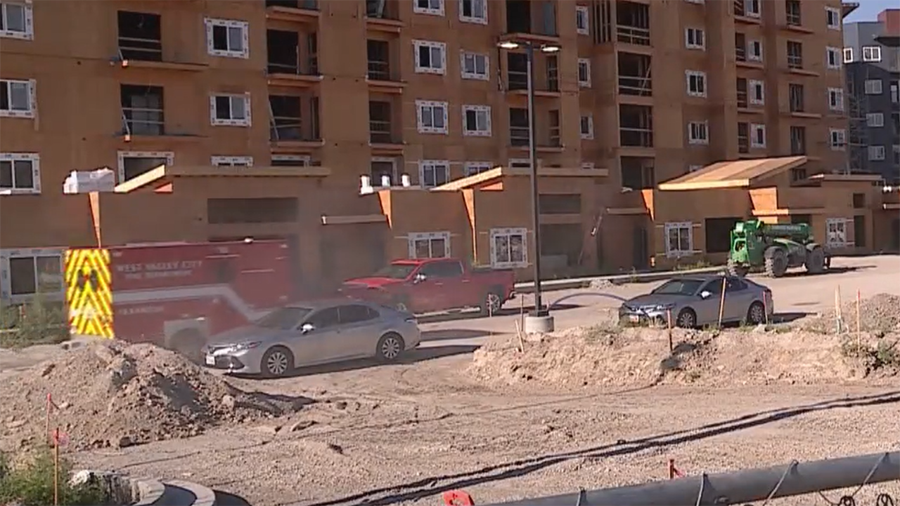 Four West Jordan firefighters were injured when a stairwell collapsed at this construction site Mon...