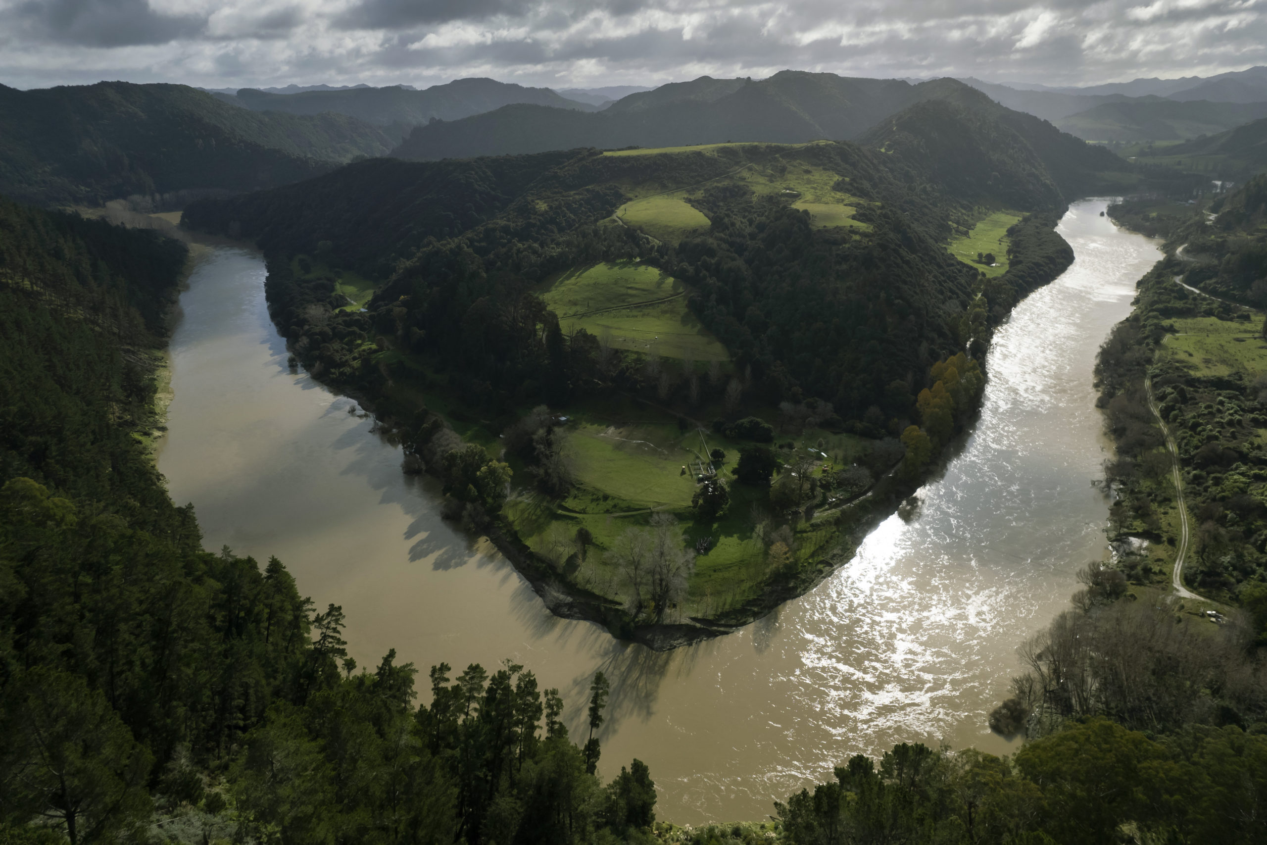 The lower reaches of the Whanganui River flow near the Kaiwhaiki settlement in New Zealand on June ...