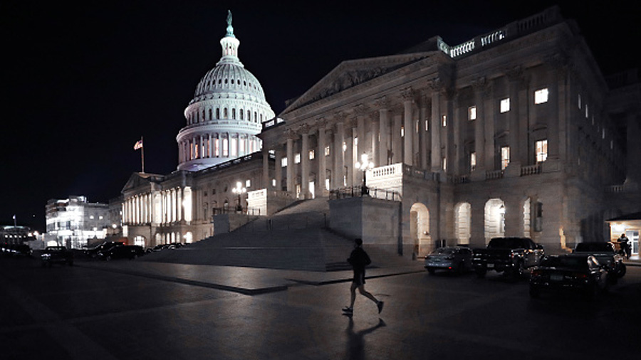 WASHINGTON, DC - JANUARY 21:  The U.S. Capitol Dome is lit in the evening. (Photo by Chip Somodevil...