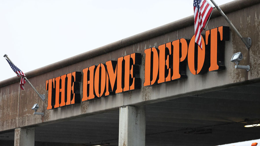 NEW YORK, NEW YORK - FEBRUARY 22: A Home Depot store sign is seen on February 22, 2022 in the Sunse...