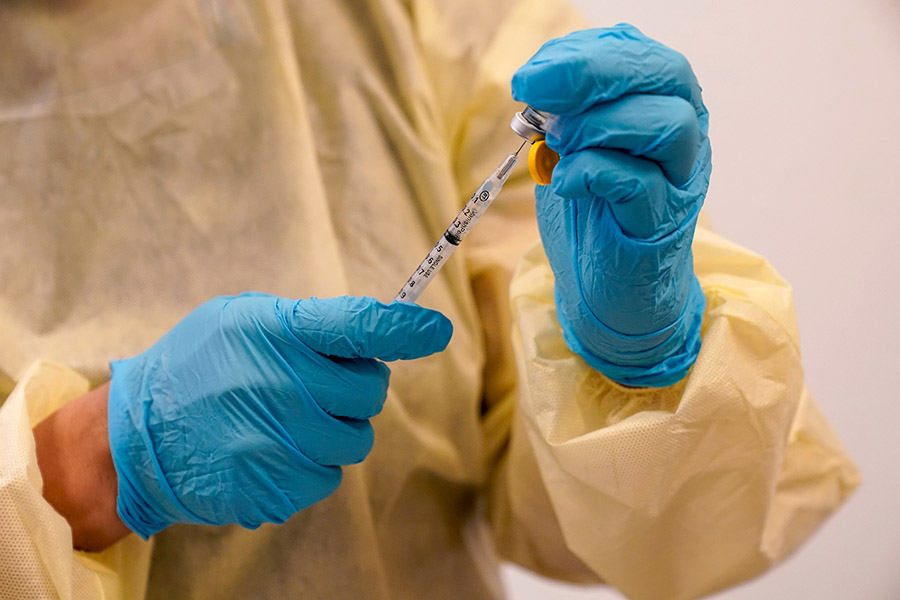 Physician Assistant Susan Eng-Na prepares a syringe with the monkeypox vaccine in New York on Augus...