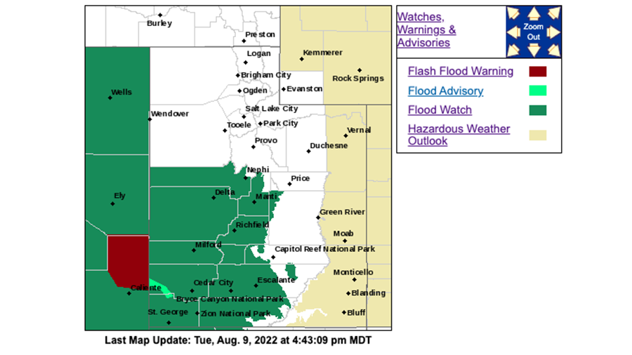 Flood watch for Tuesday, Aug. 9, 2022. (NWS)...